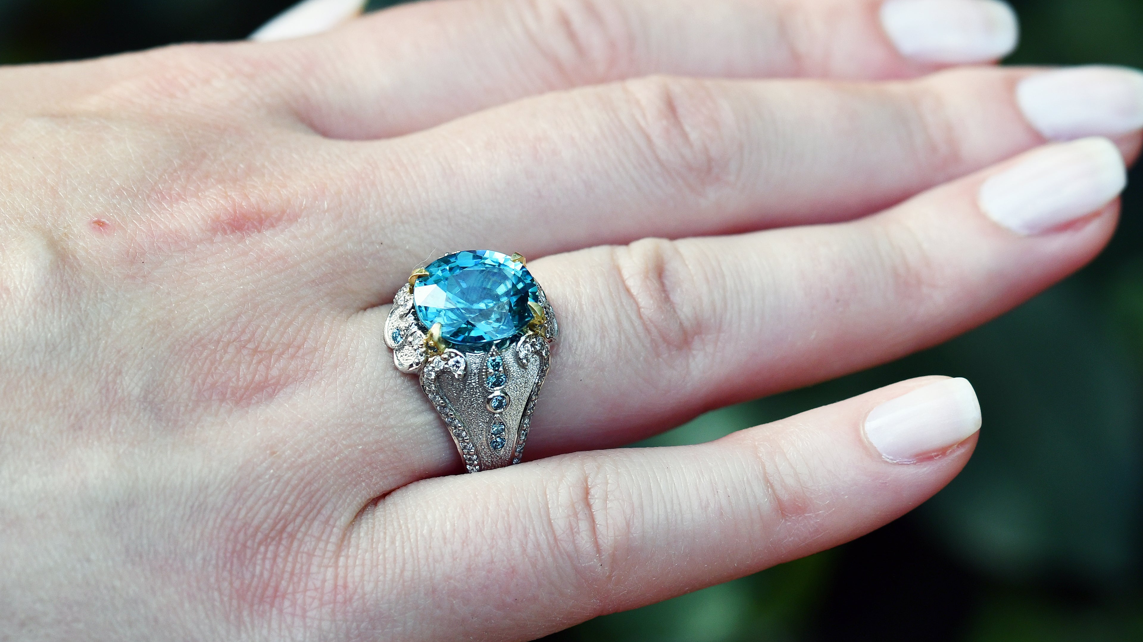 Blue zircon "Ocean Princess ring"