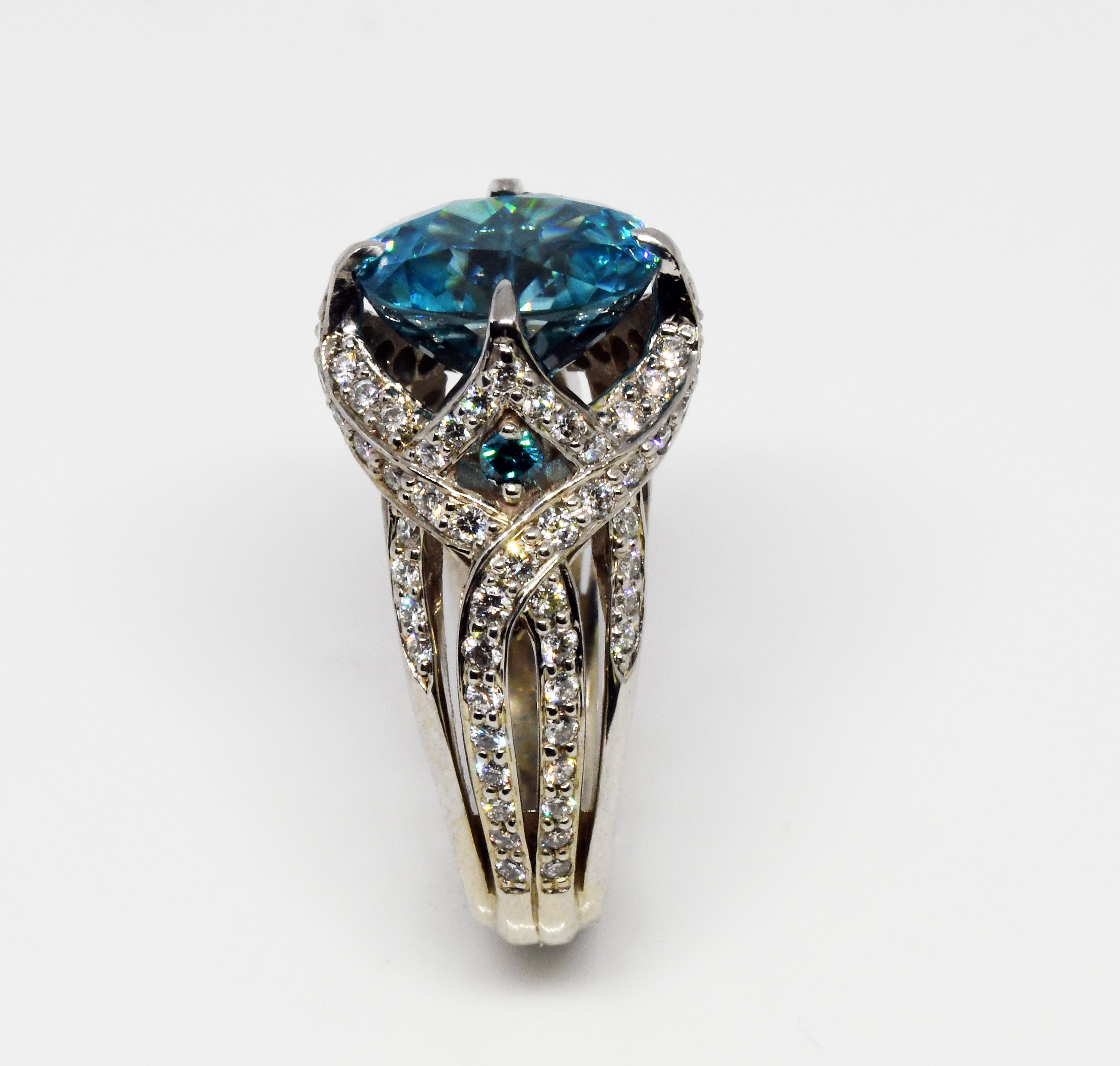 Blue zircon ring "Night Sky Princess"