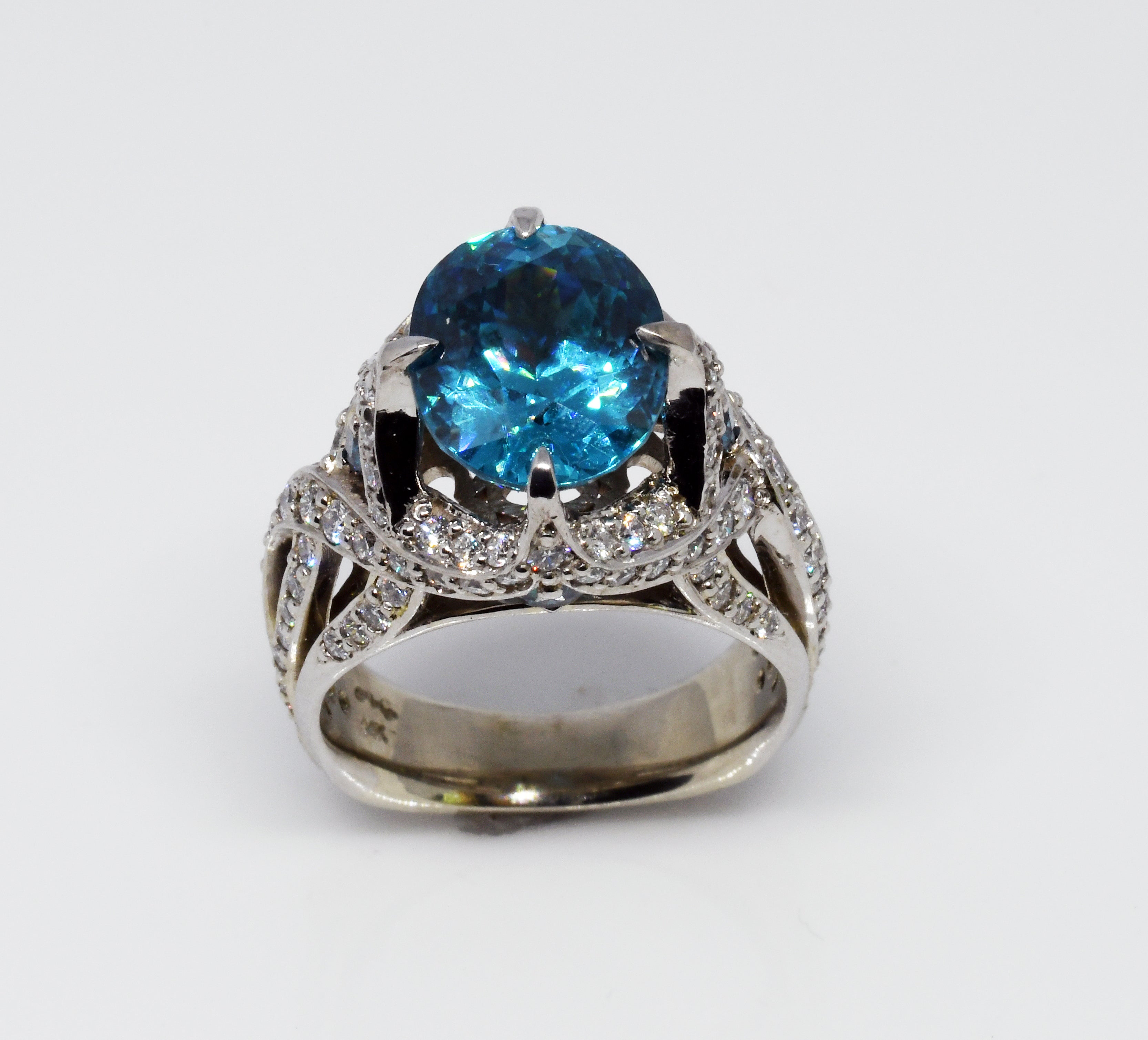 Blue zircon ring "Night Sky Princess"