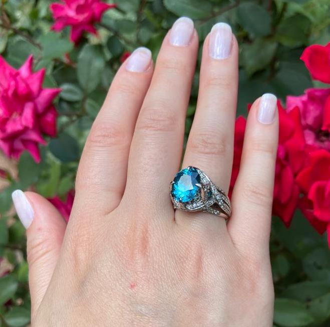 Blue zircon ring "Night Sky Princess"