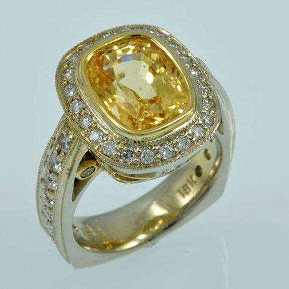 Yellow Sapphire Halo ring