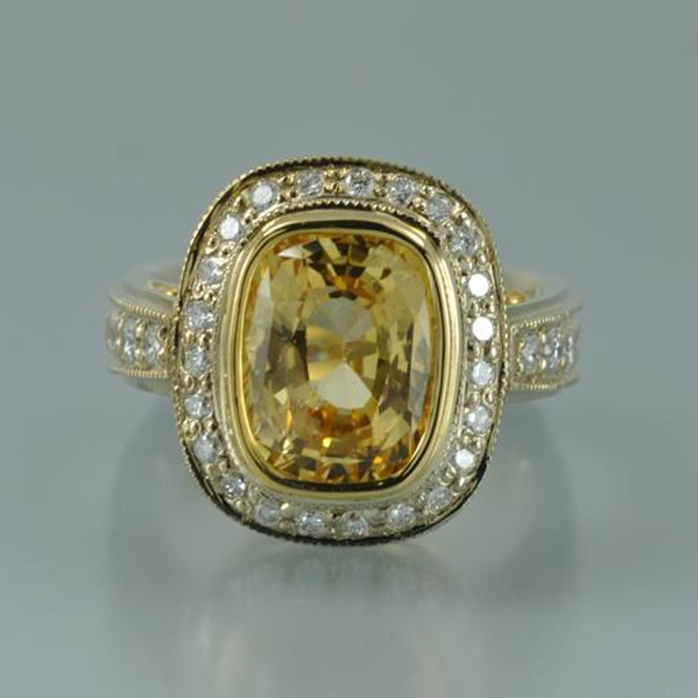 Yellow Sapphire Halo ring