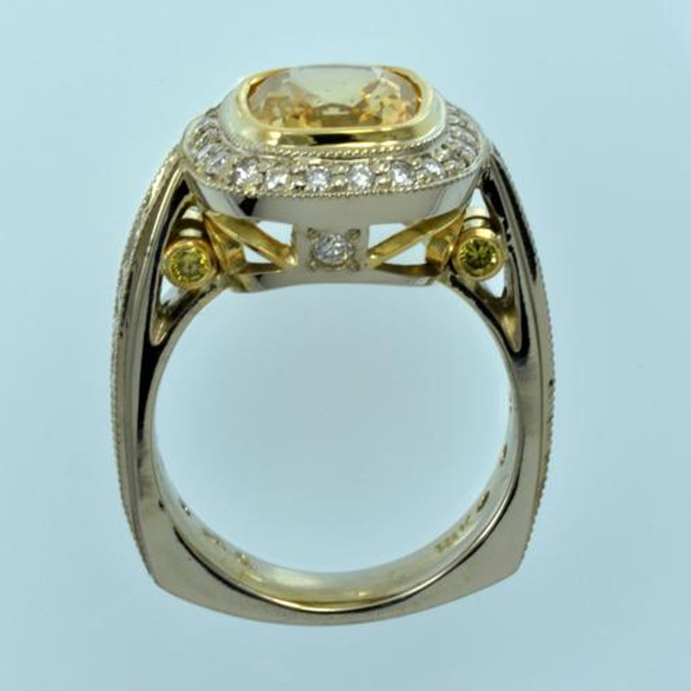 Yellow Sapphire Halo ring