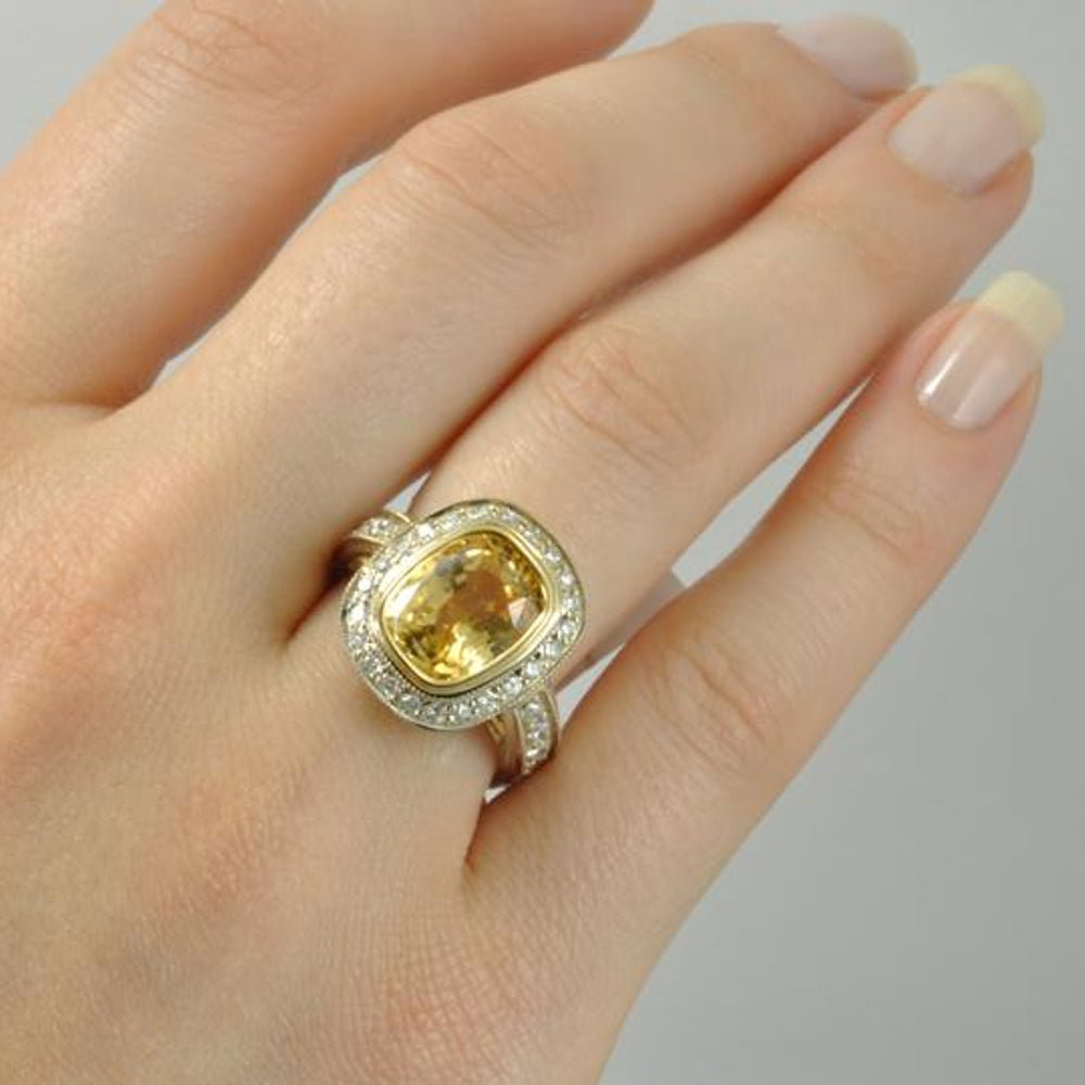 Yellow Sapphire Halo ring