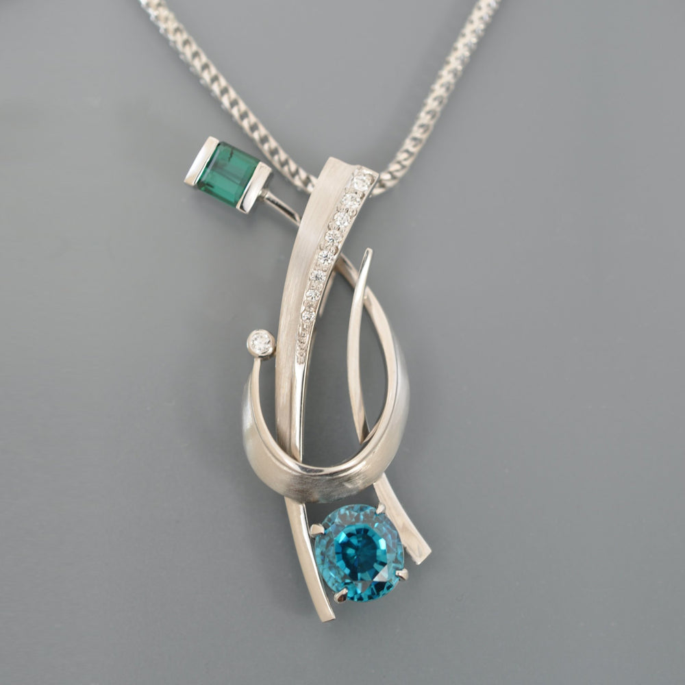 Blue zircon pendant