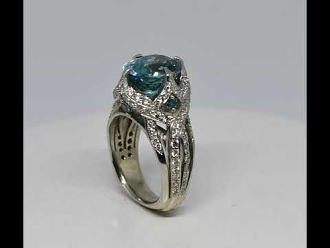Blue zircon ring "Night Sky Princess"